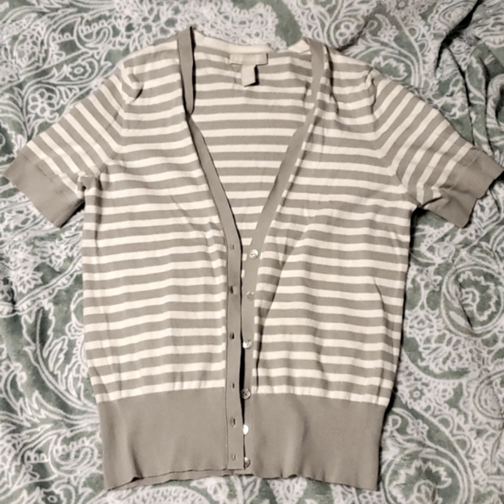 Banana Republic Short Sleeve Striped Cardigan M